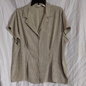 VINTAGE. Covington Ivory and Black Pinstripe Blouse